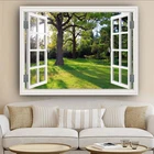 Современная Картина на холсте с изображением лесного дерева, пейзажа, окна, 3D Настенная картина с рисунком, постер для гостиной, домашний декор