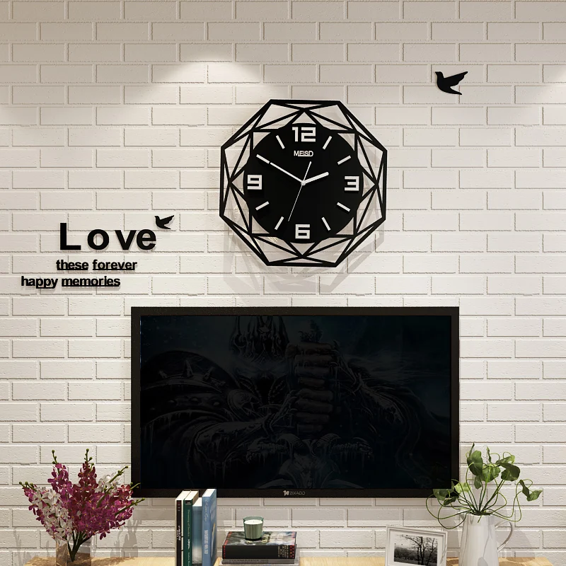

Большие Акриловые 3D настенные часы, креативные геометрические тихие Цифровые кварцевые Подвесные часы черного цвета в современном стиле, д...