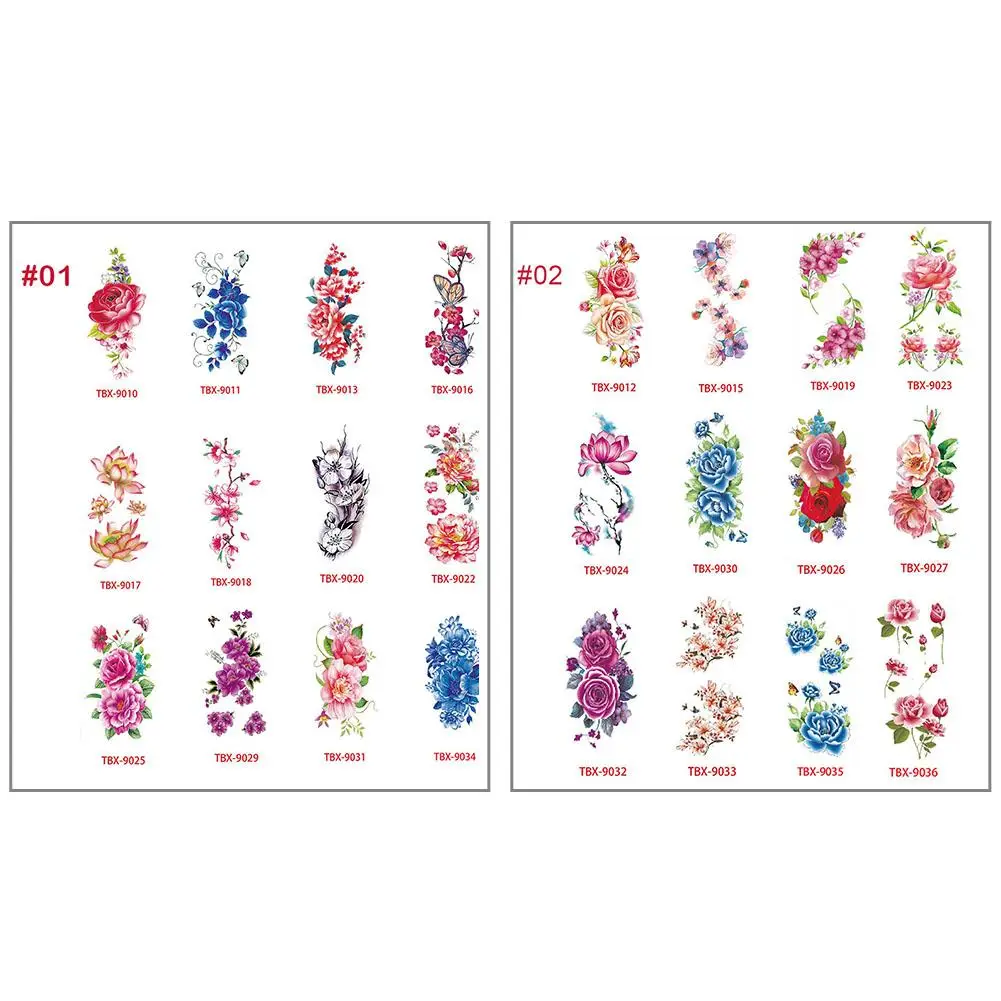 

Tattoo Pack Of 12 Sheets Flower Temporary Tattoos Stickers Lotus Cherry Blossoms Flash Tattoo Fashion Sexy One-time Stickers
