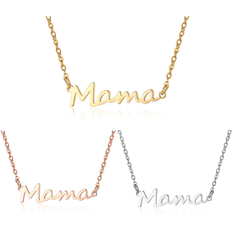 

5 pcs Mama Letter Pendant Necklace For Women Mother's Day 3 Colors Mom Nameplate Clavicle Chain Choker Personality Jewelry Gift