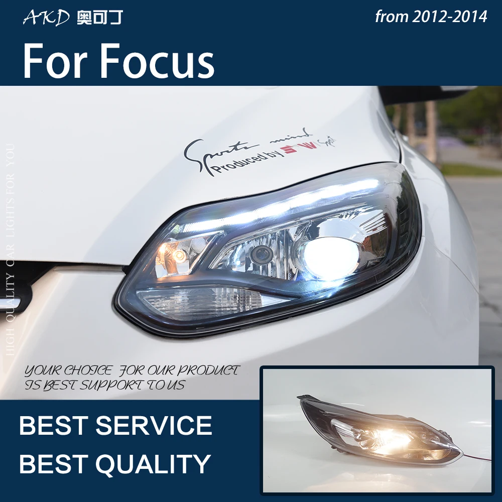 

AKD Car Styling For Focus RS 2012-2014 LED Headlight DRL Fog Lamp Turn Signal Light Low & High Beam Angel Eye Projector Lens
