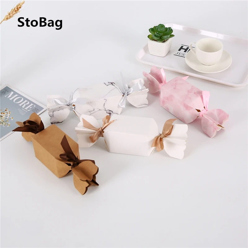 

StoBag 20pcs 21*5.5*5.5cm Candy Shape Paper Box Wedding DIY Gift Packaging Cookies Biscuit Specially With Ribbon Child Favor