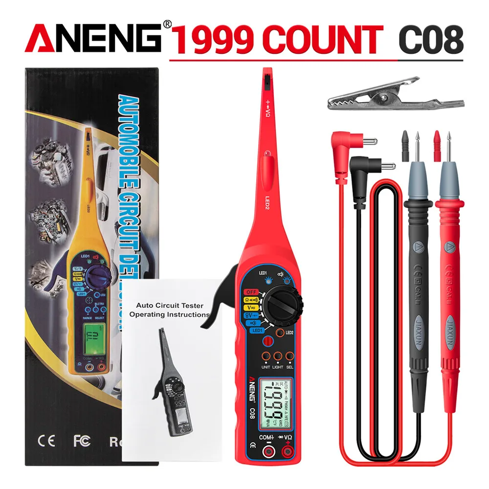 ANENG C08 Digital Multimeter Transistor Car Testers 1999 Counts True RMS Auto Electrical Capacitance Meter Resistance 0V-380V