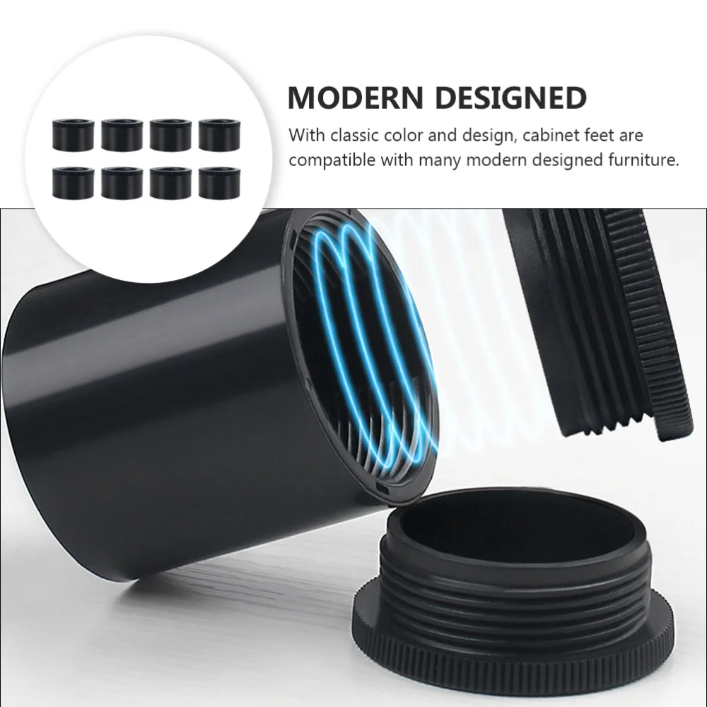 

8Pcs Household Cabinet Feet Adjustable Furniture Accessories Bookcase Pads Black