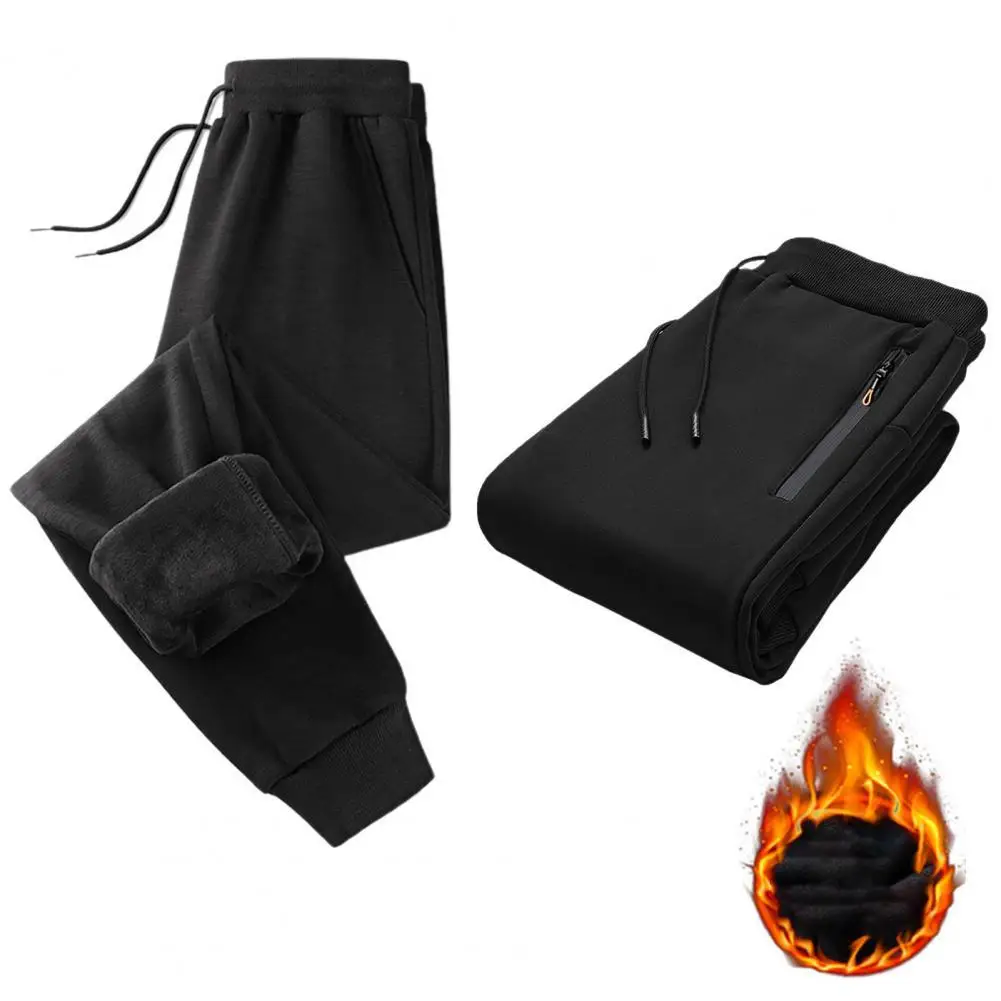 

Sporty Casual Warm Pure Color Pants Bottoms Pants Elastic Waist for Sports