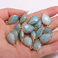 natural stone water drop shape lace amazonite pendant double hole connector for jewelry making diy necklace bracelet accessories