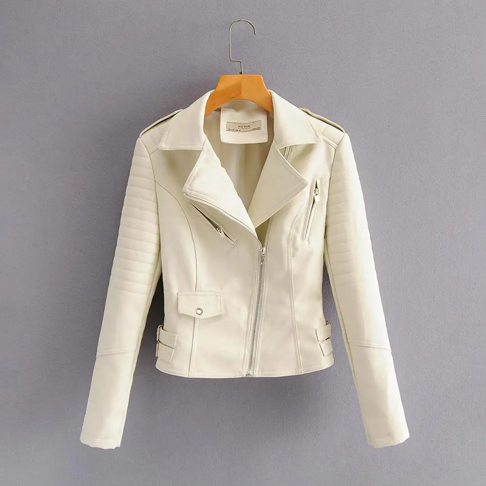 

Autumn Motorcycle Faux Soft Leather jackets PU leather jacket women Zippers coat slim jacket Leather Tether Outerwear