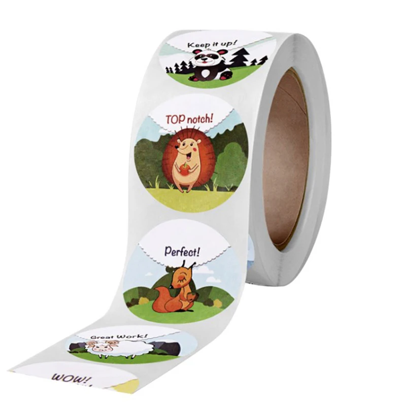 

500Pcs Cartoon Animal Reward Encouragement Waterproof Stickers Roll Toys