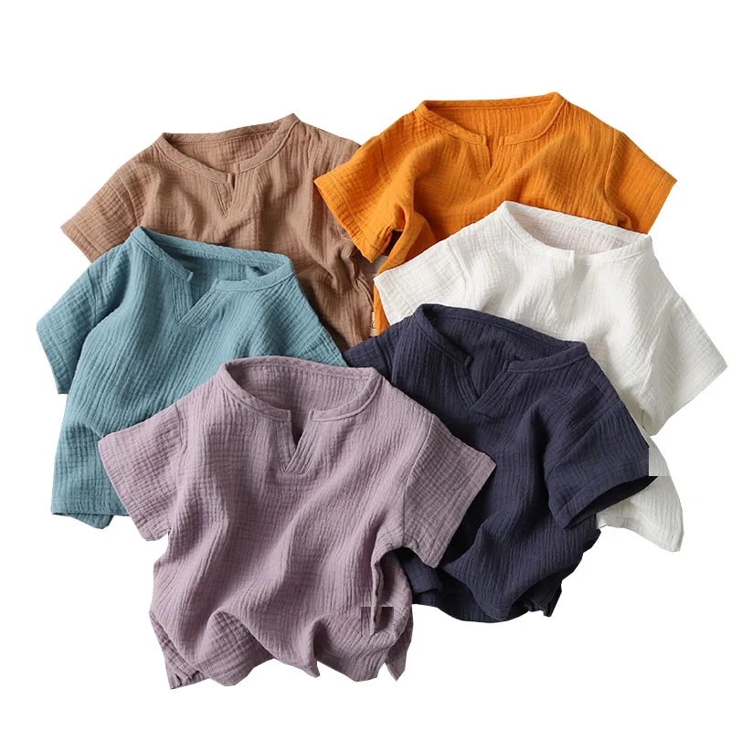 Футболка для мальчиков летняя однотонная с коротким рукавом | Детская одежда и