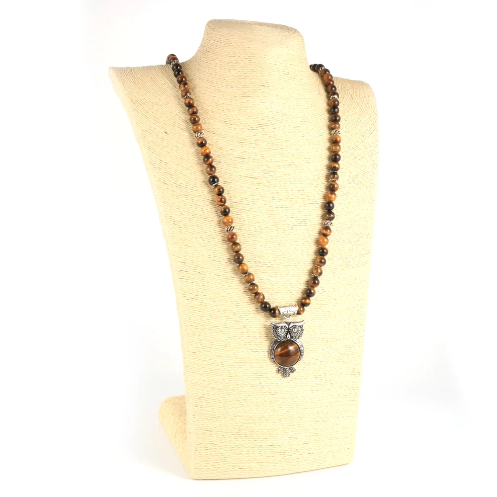 Женское и мужское бирюзовое ожерелье из натурального камня с розовым кристаллом