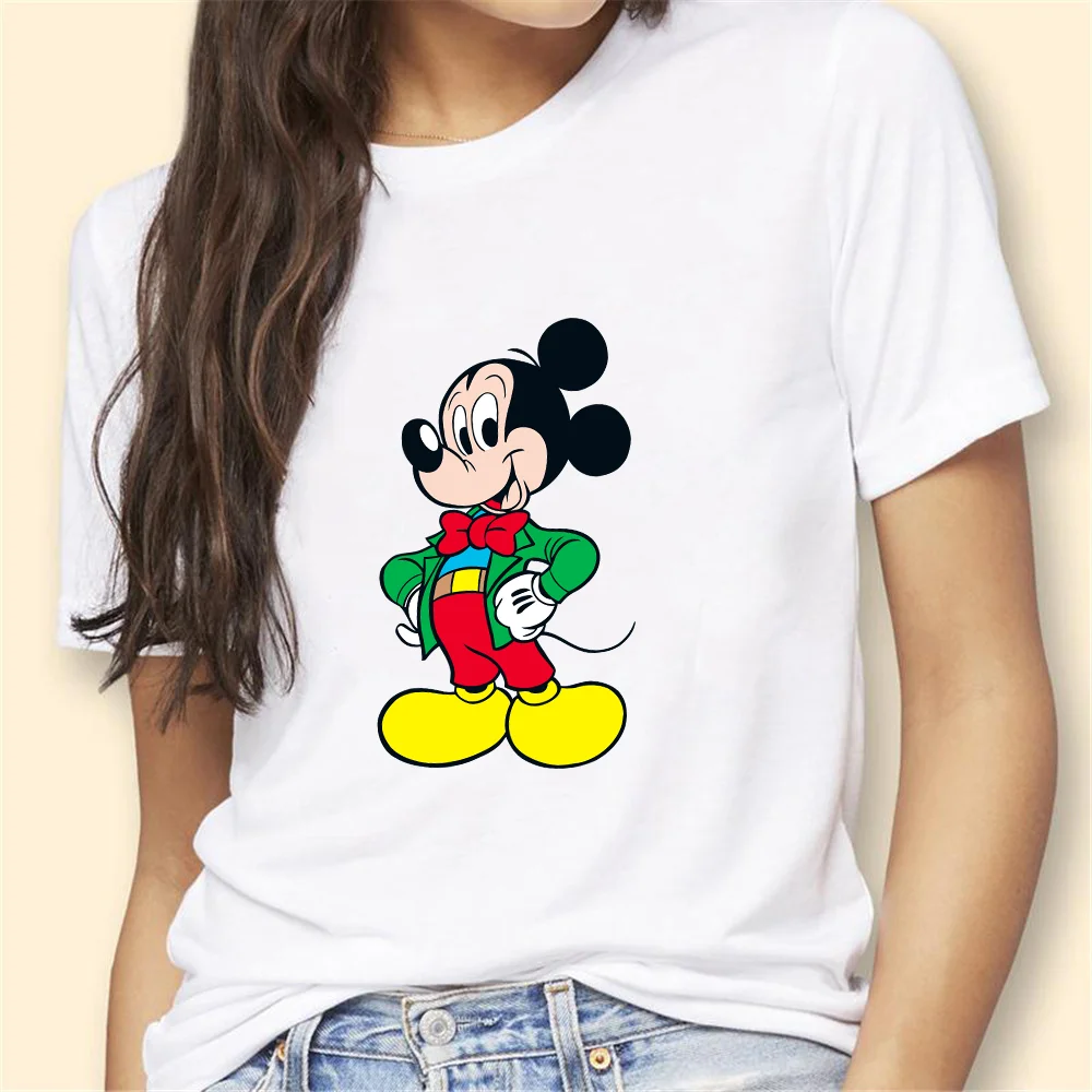 

2021 New Fashion T Shirt Summer Women Short Sleev Tshirts Harajuku Cute Cartoon Mickey Mouse Printed Female Clothes Tops