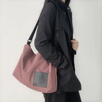 women simple waterproof nylon canvas bag causal soft large messenger bag ladies shoulder tote bag girl student bookbag handbag