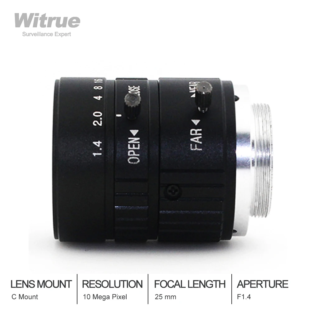 Объектив видеонаблюдения HD 10MP 25 мм C крепление фиксированный ручной фокус