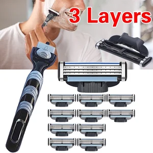 Новинка, высокое качество, 2 шт.6 шт.10 шт., 1 лезвие с ручкой, комбинированное лезвие для бритвы, 3 слоя, бритва для лица, Бритва для мужчин