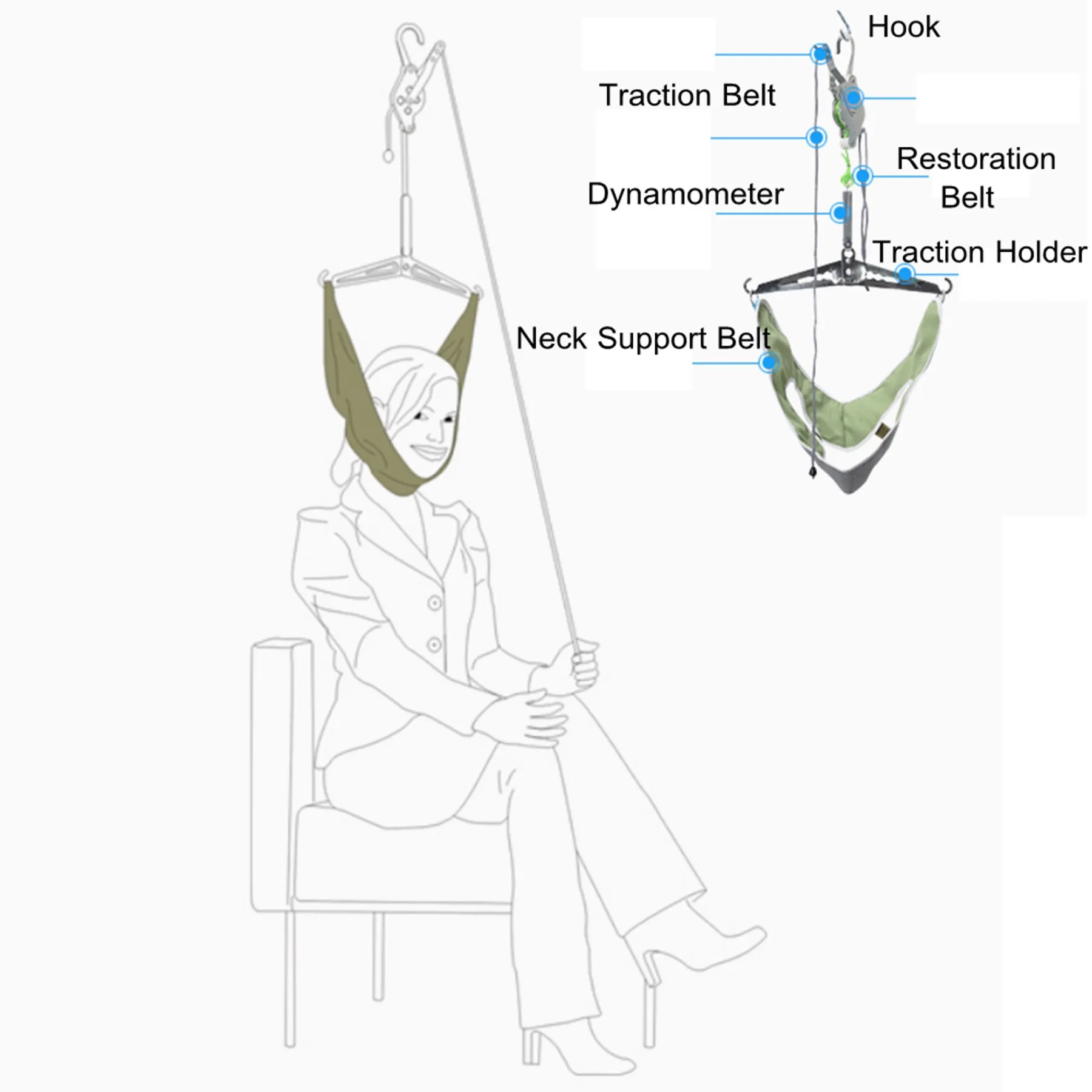 Пояс для растяжки шейного отдела позвоночника массажный Корректор осанки