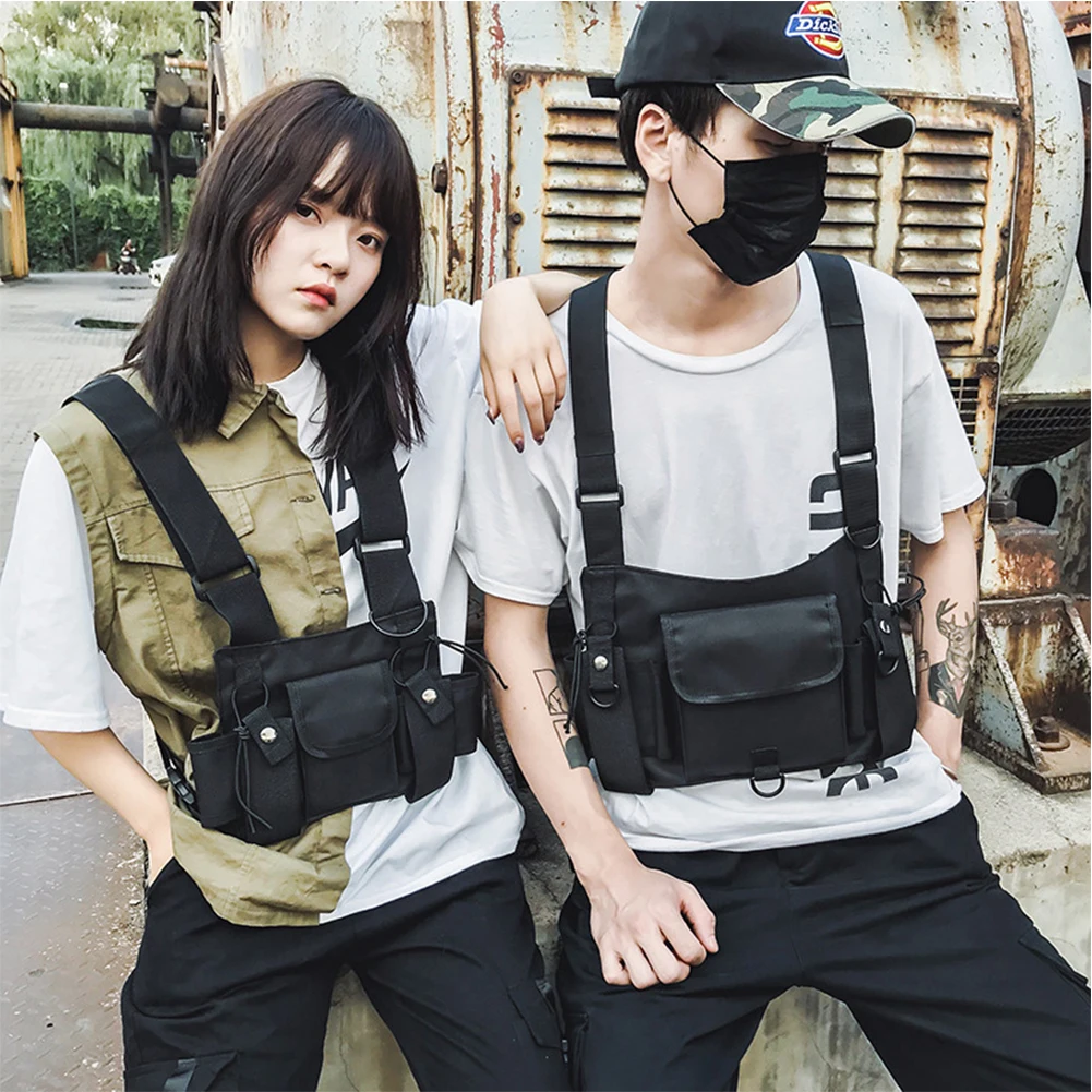 

Multi Pockets Harness Nylon Large Capacity Multifunctional Chest Bag Waist Belt Hip Hop Vest Pouch Streetwear Tactical Rig