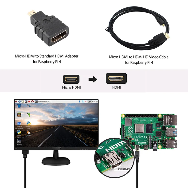 Оригинальный комплект для Raspberry Pi 4B 2 Гб ОЗУ 4 Model B с 32 Microsd алюминиевый чехол