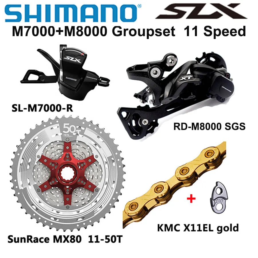 Группа оборудования для горных велосипедов SHIMANO DEORE SLX M7000, 11 скоростей, 46T 50T SL+RD+SunRace+X11 Shift Lever M8000 Rear Derailleur on.