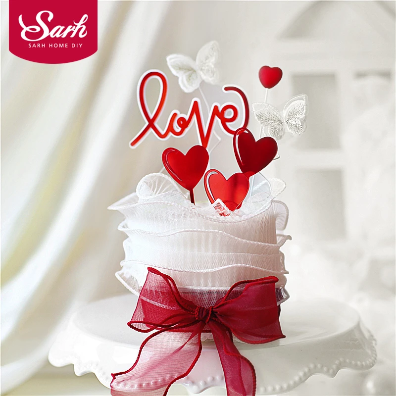 Топпер для торта в виде сердца бабочки любят вас украшения Дня Святого Валентина
