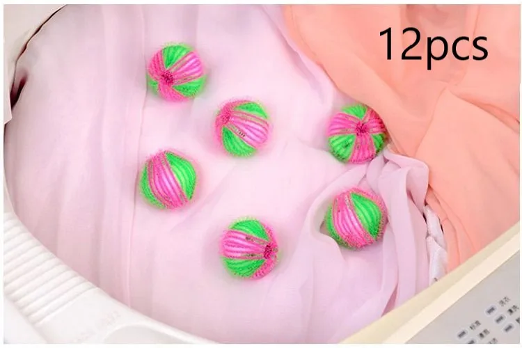 

12PCS Nylon Laundry Ball Decontamination Washing Machine Washing Machine Wash and Protect Ball Paste Hair Removal Cleaning Ball