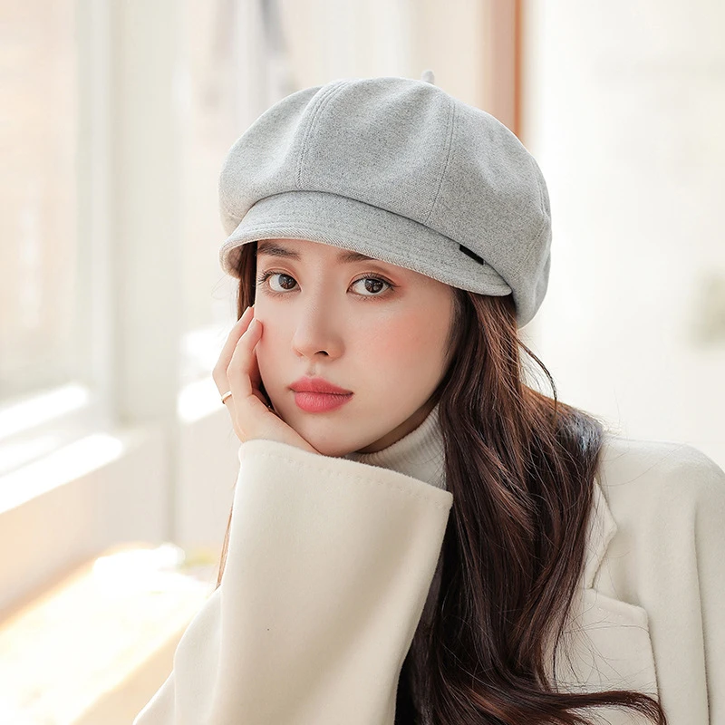 Кепка-газетчик Foux женская осенне-зимняя весенняя однотонная с короткими полями и