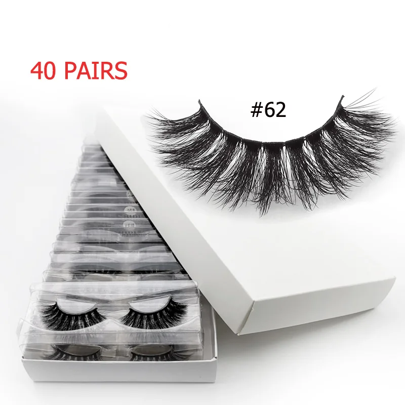 40pairs62W 40 пар ресниц оптом ресницы Объемные 3d норковые ресницы Объемные норковые ресницы натуральный макияж Накладные ресницы «maquiagem» cilios - Цвет: 40pairs62W