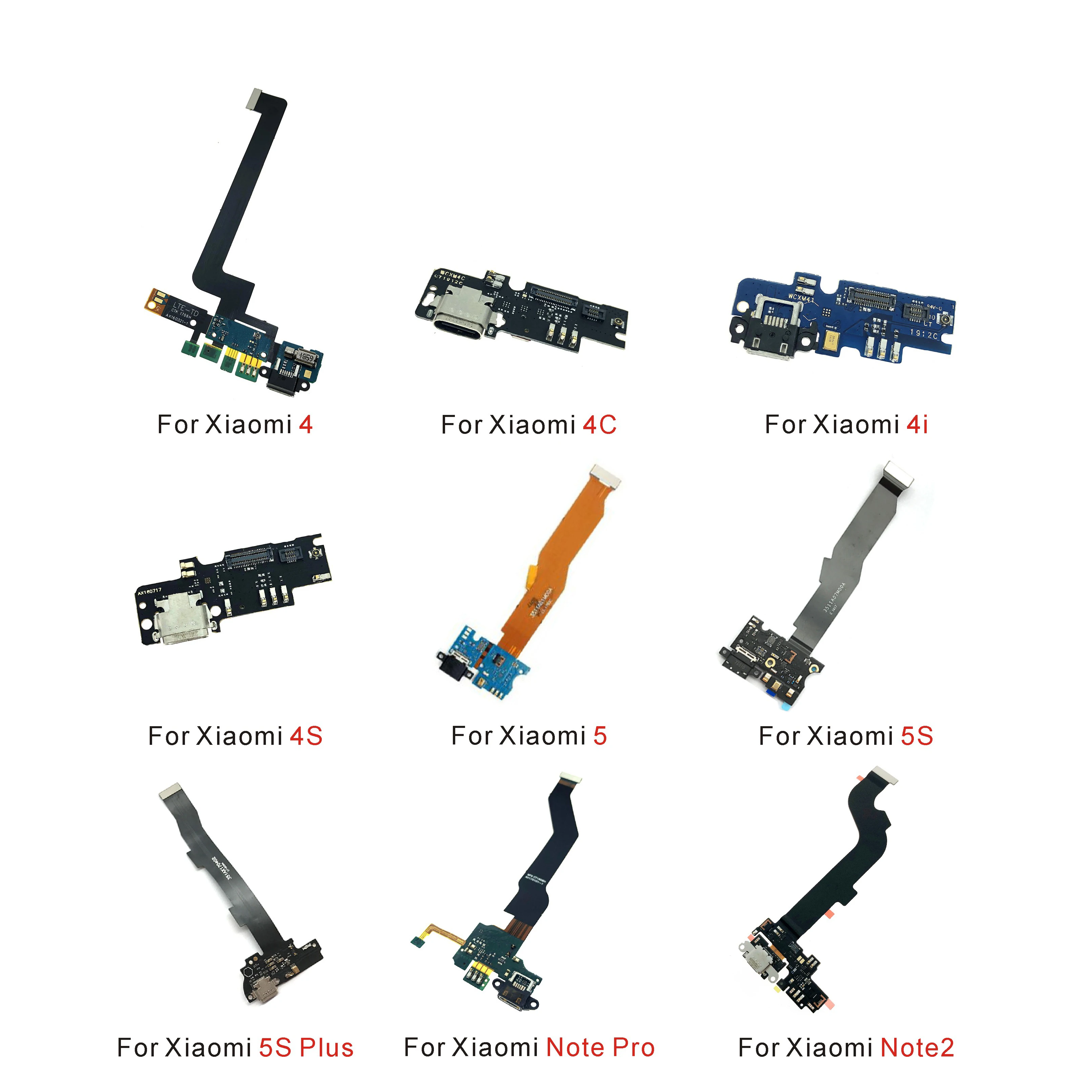 USB Power Charging Connector Plug Port Dock Flex Cable For Xiaomi 4 4C 4i 4S 5 5S 5S 5C 6 6X Plus Note Pro Note2 Note Microphone