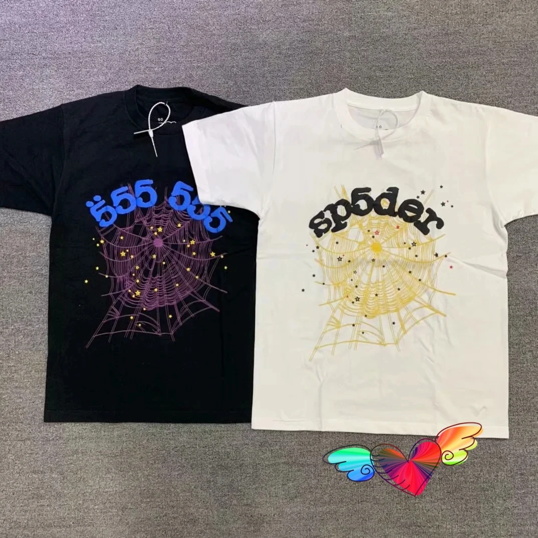 

Sp5der 555555 T Shirt Men Women 1:1 High Quality Angel number Graphic Foam Print 555555 Tee Slightly Loose Tops Short Sleeve