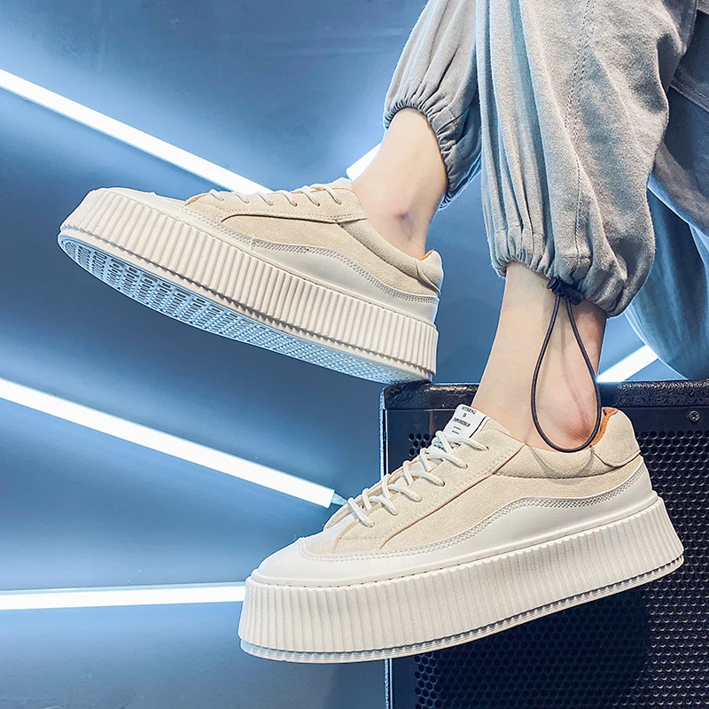 

CYYTL Platform Men Increased Fashion Shoes Walking Slip On Youth Boys Outdoor Sneakers Breathable Teenagers Casual Footwear