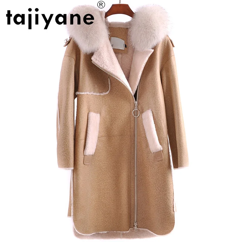 

Winter Women Coat Natural Raccoon Fox Fur Jackets Female Real Sheepskin Wool Jacket Woman Long Cloth Mujer Parkas TN334