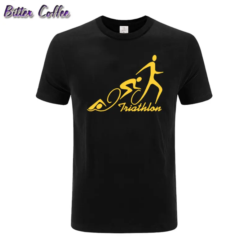 

Triathlon Swimmings Biking Runnings Funny Print T Shirts For Men Summer 2019 Fashion Short Sleeve Cotton Men tops tees