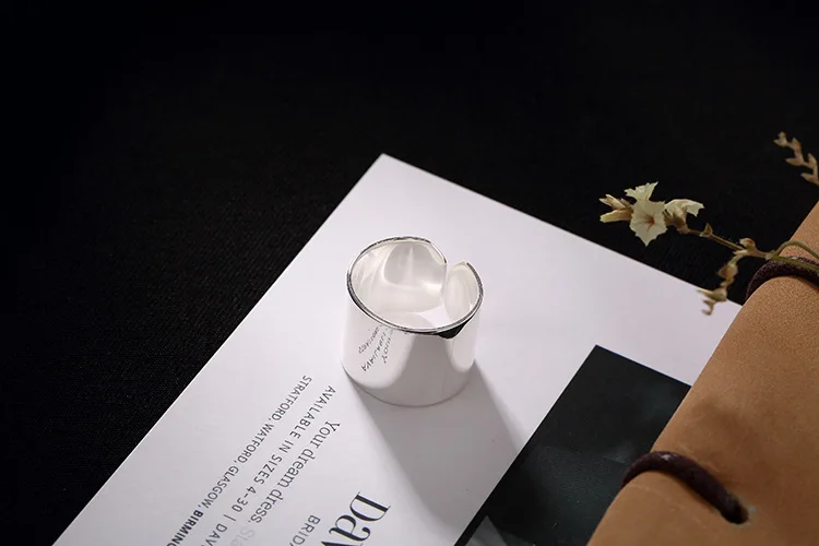 

DIEERLAN Exaggerated Personality 925 Sterling Silver Smooth Rings For Women Wedding Jewelry Adjustable Finger Men Ring Anillos