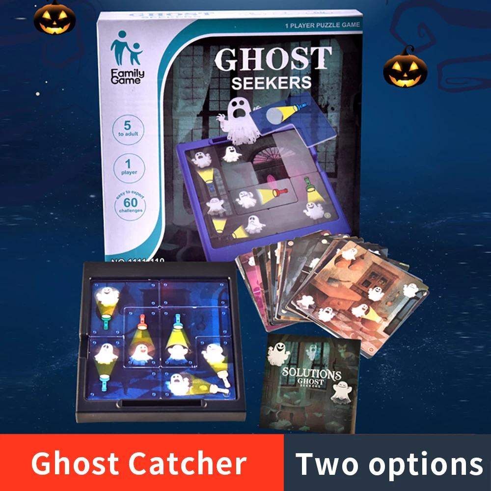 

Halloween Child Smart Hide&Seek Board Games 60 IQ Challenges 1 Player Hunting Ghost Puzzle Game with Solution Family Game Kids