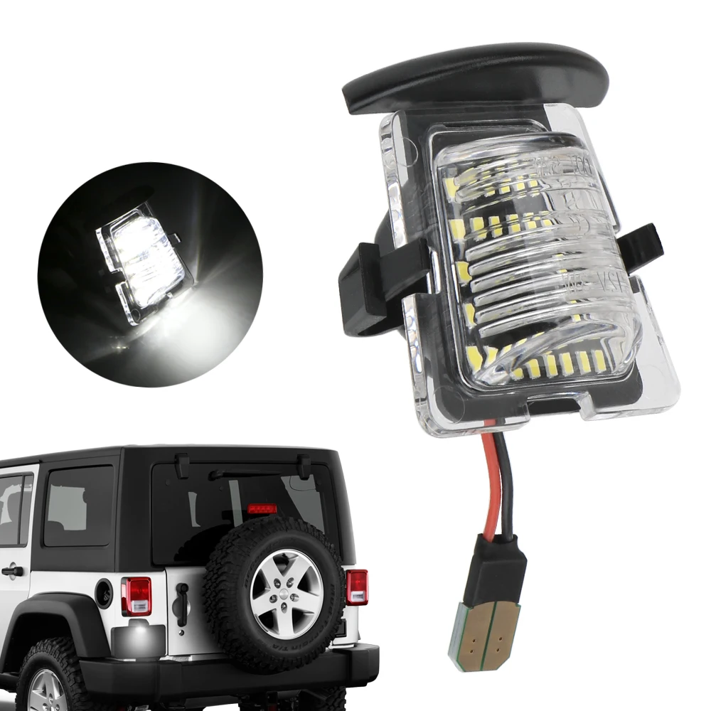 

LED Number License Plate Lights Super Bright Bulbs Car-Styling White Car License Light Kit For Jeep Wrangler JK JKU 2007-2018