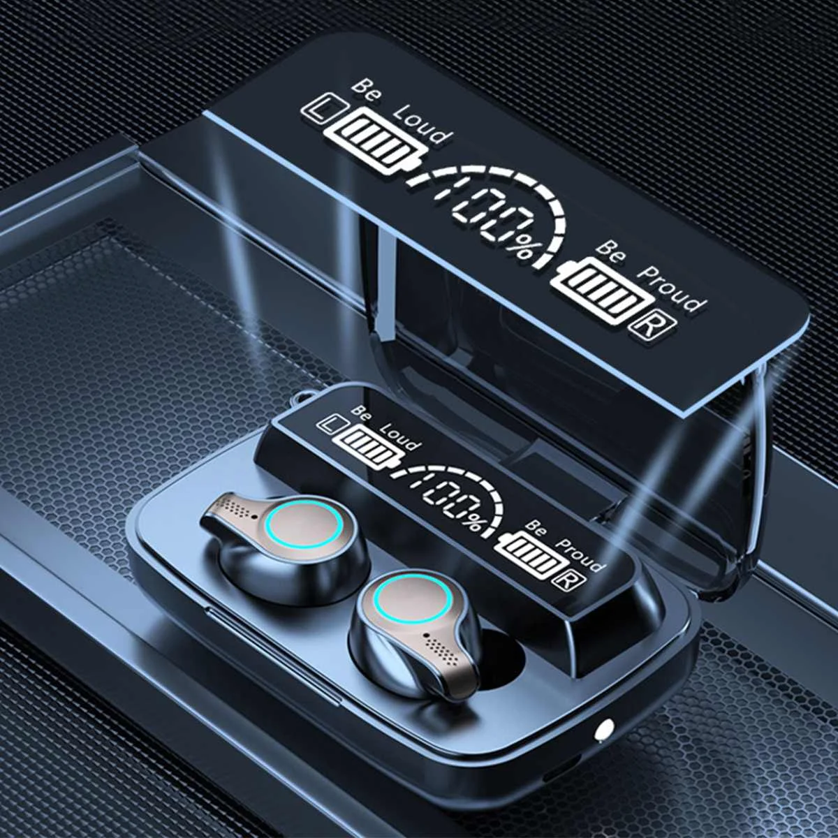 

Wireless v5.1 bluetooth Earphones TWS Stereo Waterproof Headphone Earbud Flashlight 4000mAh Charging Box Lightweight Comfortable