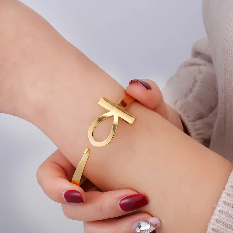 Простые Модные АНК крест браслет женские браслеты каффы Египет религиозное