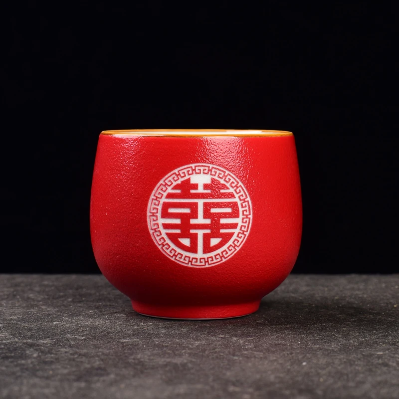 Китайский праздничный свадебный чайный набор Gaiwan, керамический чайный набор, домашний черный чайный набор кунг-фу, Да Хун Пао, свадебный подарок в упаковке