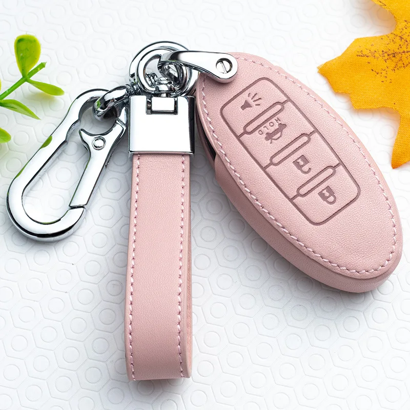 

Leather Key Case Cover Shell For Nissan Qashqai J10 J11 X-Trail t31 t32 kicks Tiida Pathfinder Murano Note Juke Accessories Ring