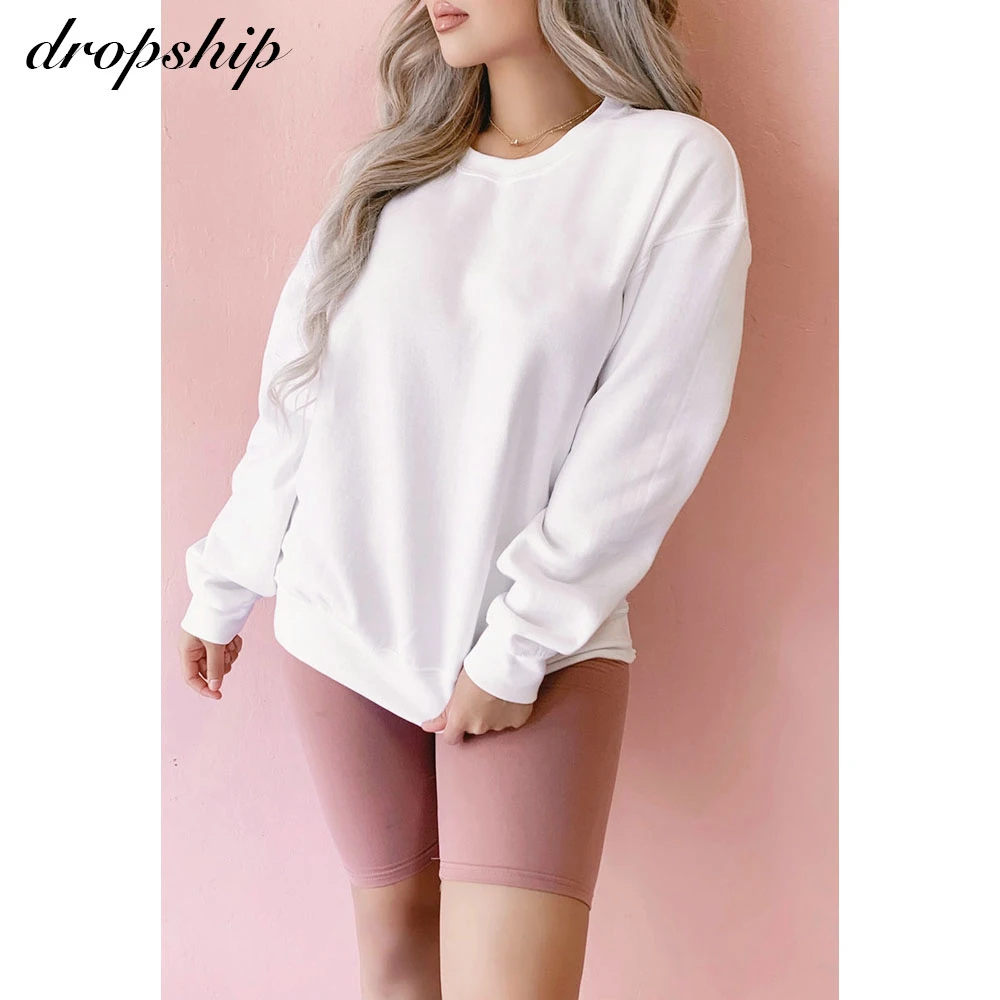 

Sweatshirt Long Sleeve Hoodie Women Solid Color Pink Oversized Hoodie Letter Printed Crewneck Sweatshirt Pullovers
