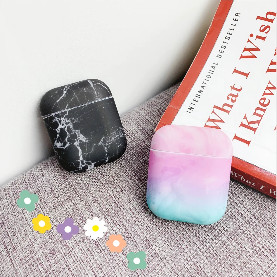 Защитный чехол Airpods с мраморным узором для наушников коробка 2 1 защитный