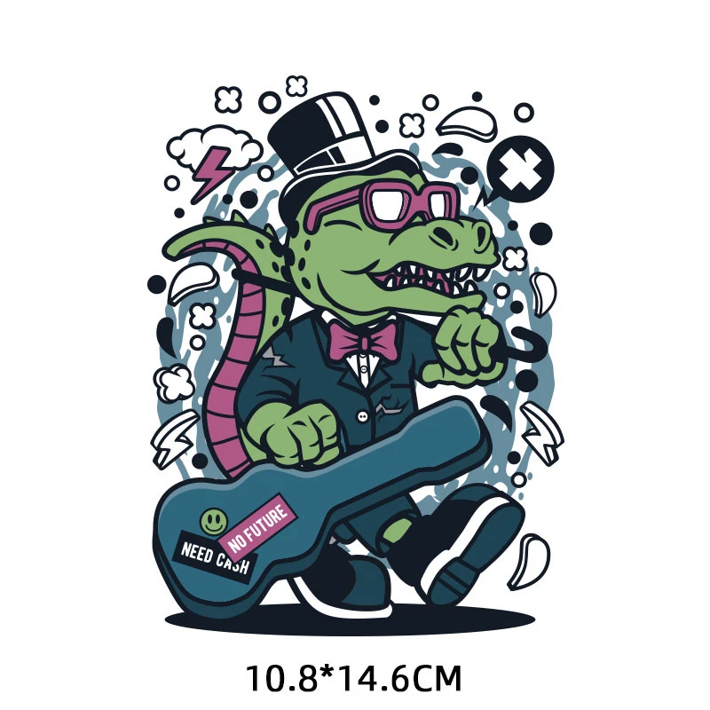 722-1 Animal Dinosaur Lion Wolf Crocodile Iron-on Clothes Patches Heat Transfers Vinyl Patch Children Boy Girl DIY Clothing Sticker F - Цвет: 722-1