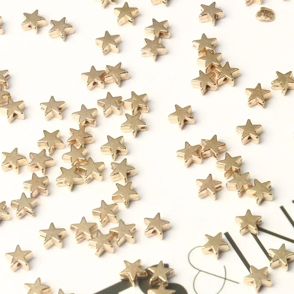 

100/200/300/500pcs Star beads pentagram Shape Loose Beads Black Hematite Gall stone Beads Needlework For charm Jewelry Making