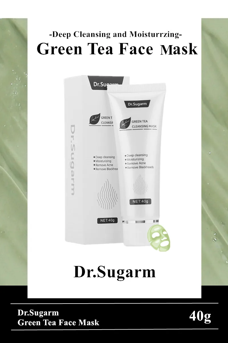 40 г Dr. Sugarm green tea маска для лица с угреми уход за кожей удаляет угри на носу глубокая маска для очистки пор увлажняющая черная маска