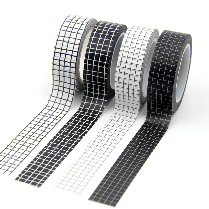 

New Arrival 1PC 15MM*10M Black Stripes, White Stripes Washi Tape Sticky Adhesive Tape Scrapbooking Album DIY Decorative Tape