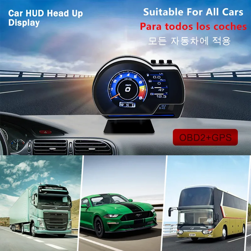 2021 новейший HUD OBD2 + GPS Двойная Система Автомобильный дисплей с отображением