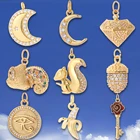 Подвеска в виде Луны и голубого глаза с фианитами, подвески в виде животных, подвески в виде розы для женского браслета, аксессуары для телефона, медь 2021