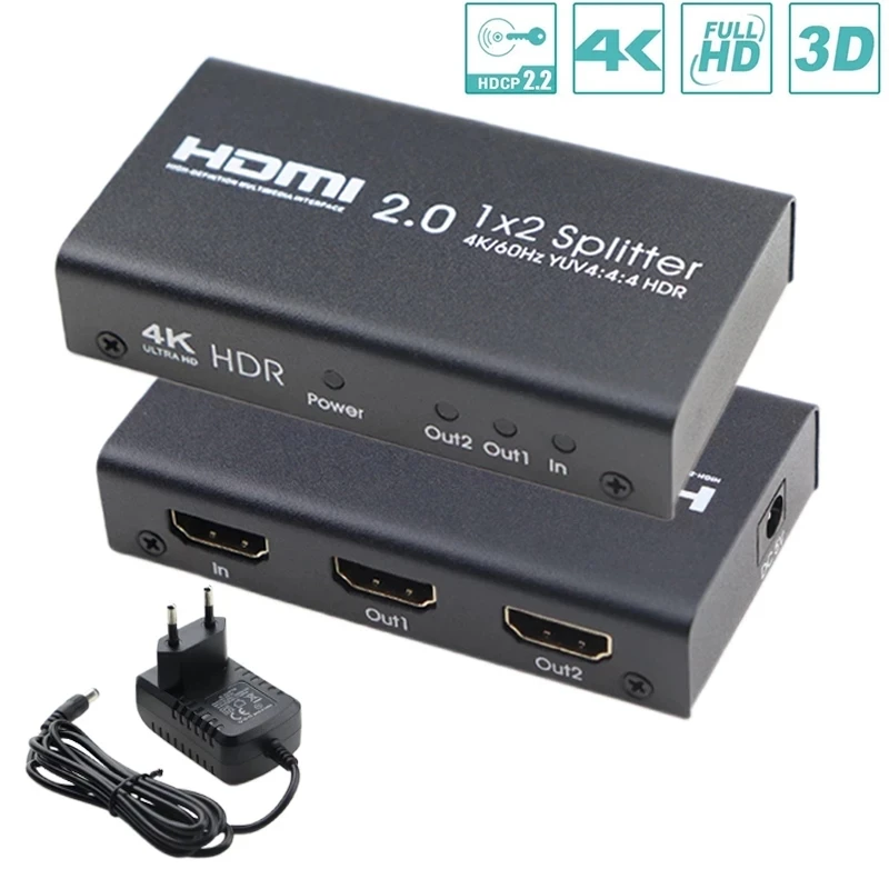 

HDMI 2,0 Divisor 2 Vias 4K @ 60Hz YUV 4:4:4 HDR Caixa de Divisor Inteligente 1 em 2 para fora HDCP 2,2 HDMI переключатель для Xbox TV
