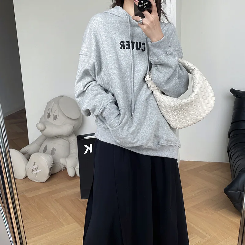 

2021 Autumn New Korean Letter Printed Hoodie Pullovers Women's Loose Long Sleeve Casual Sweatshirts 5107