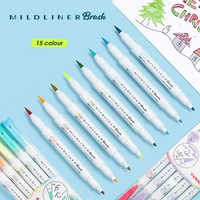 zebra mildliner double head brush markers caligraphy pen soft brush pen oblique highlighter pen for drawing writing art supplies