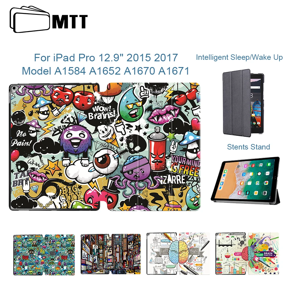 MTT граффити из искусственной кожи чехол для iPad Pro 12,9 дюйма планшет чехол для iPad Pro 12," Coque Fundas A1584 A1652 A1670